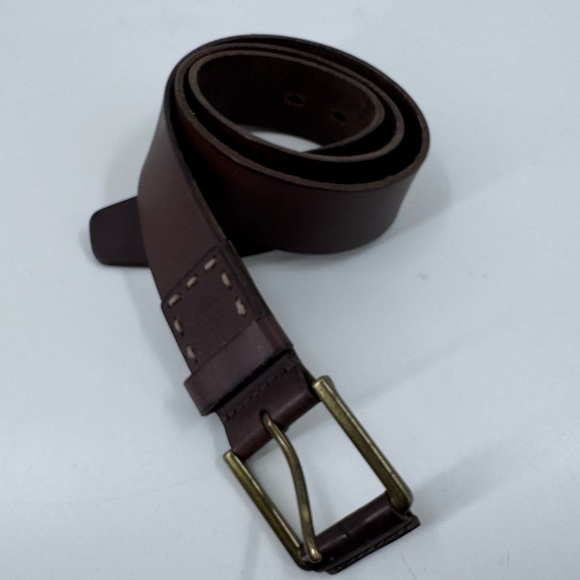 Timberland Genuine Leather Belt with gold Buckle - Brown Size 36 - Picture 2 of 7